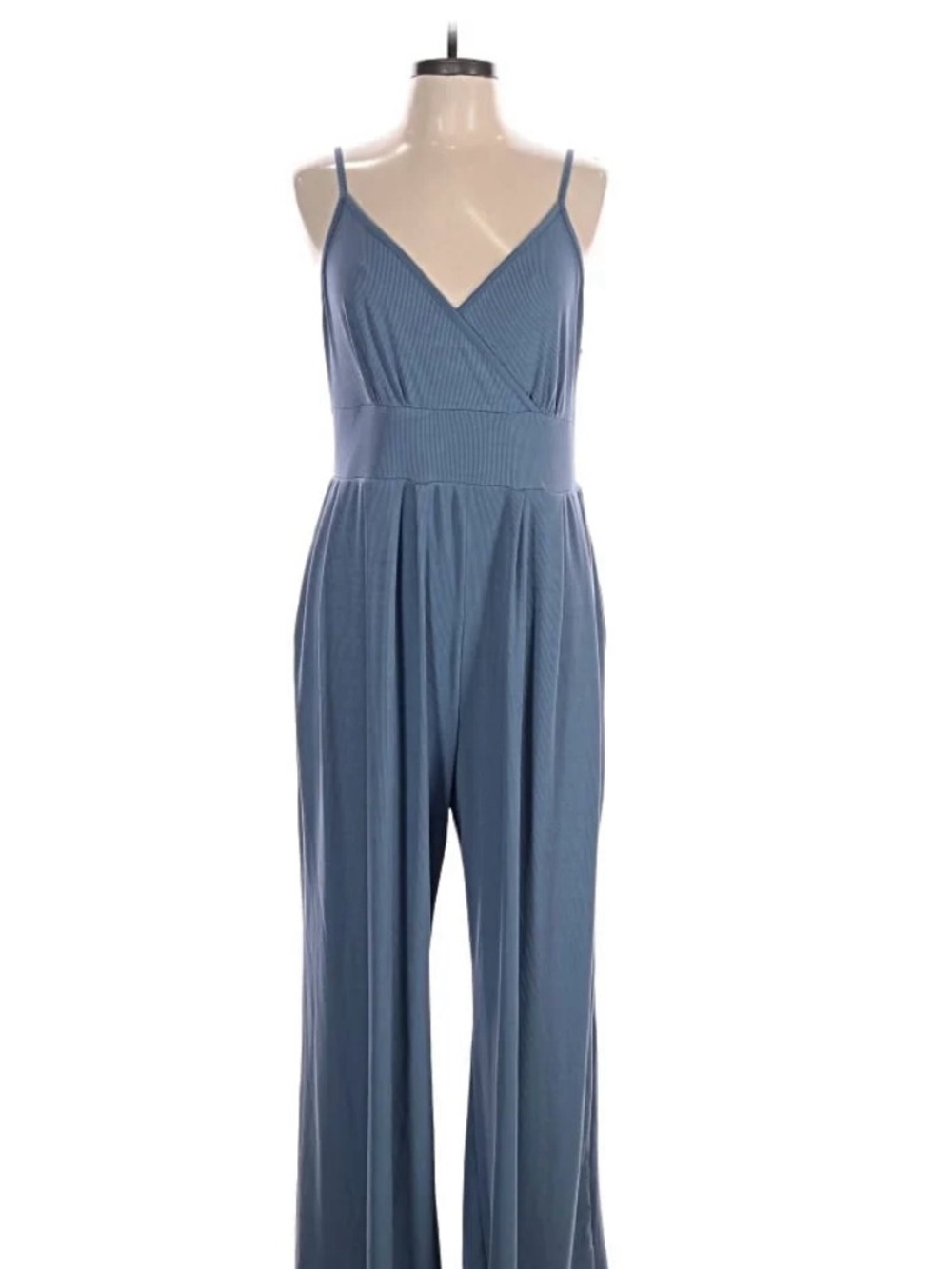 Cider Dusty Blue Sleeveless Wide-Leg Jumpsuit